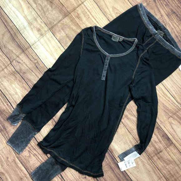 MAKE + MODEL Black LONG Sleeves Thermal Pajama set Nordstrom - Picture 7 of 10